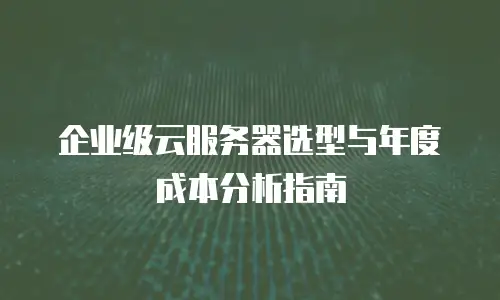 企业级云服务器选型与年度成本分析指南