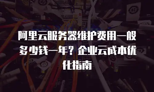 阿里云服务器维护费用一般多少钱一年？企业云成本优化指南