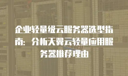企业轻量级云服务器选型指南：分析天翼云轻量应用服务器推荐理由