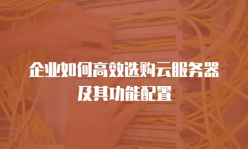 企业如何高效选购云服务器及其功能配置