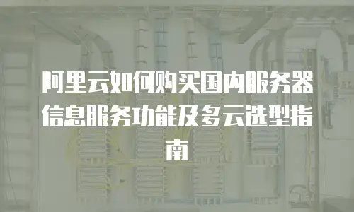 阿里云如何购买国内服务器信息服务功能及多云选型指南
