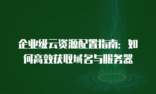 企业级云资源配置指南：如何高效获取域名与服务器