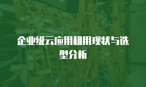 企业级云应用租用现状与选型分析
