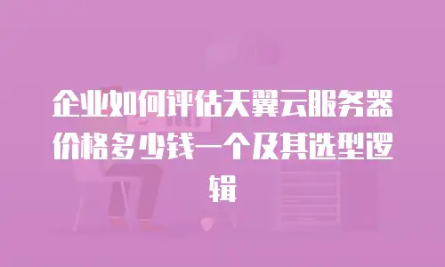 企业如何评估天翼云服务器价格多少钱一个及其选型逻辑