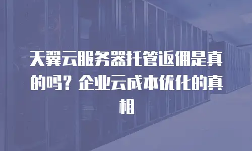 天翼云服务器托管返佣是真的吗？企业云成本优化的真相