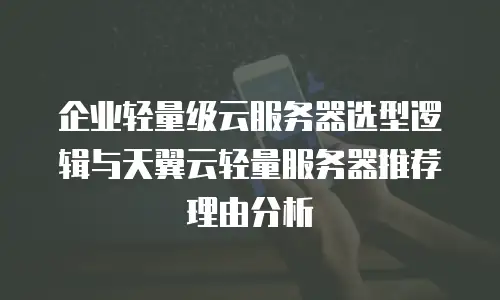 企业轻量级云服务器选型逻辑与天翼云轻量服务器推荐理由分析