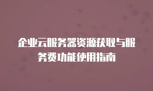 企业云服务器资源获取与服务费功能使用指南