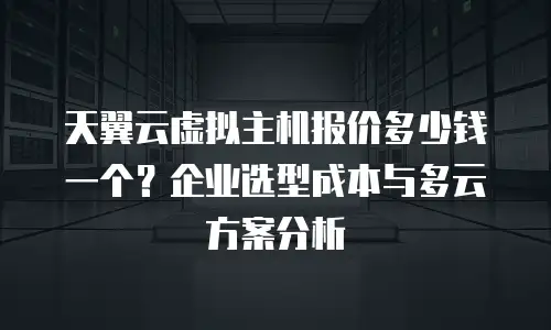 天翼云虚拟主机报价多少钱一个？企业选型成本与多云方案分析