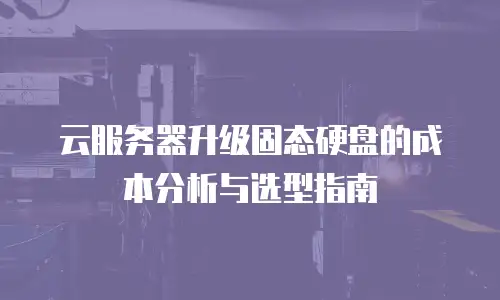 云服务器升级固态硬盘的成本分析与选型指南