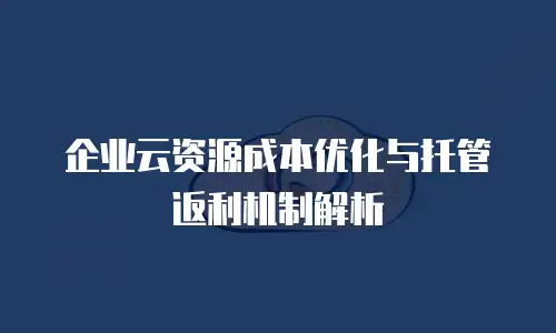 企业云资源成本优化与托管返利机制解析