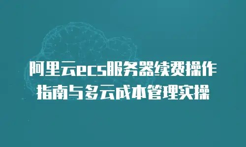 阿里云ecs服务器续费操作指南与多云成本管理实操
