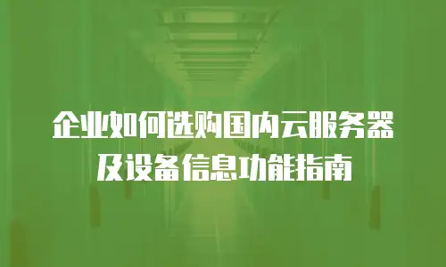企业如何选购国内云服务器及设备信息功能指南