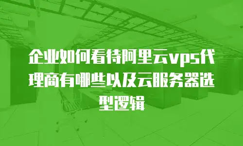企业如何看待阿里云vps代理商有哪些以及云服务器选型逻辑