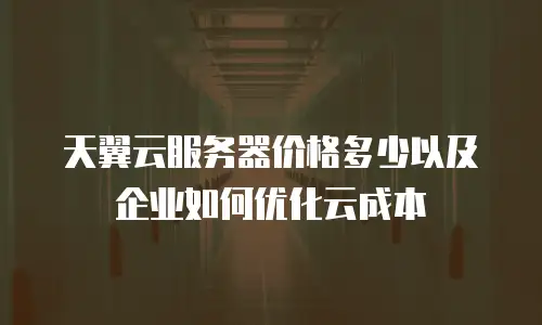 天翼云服务器价格多少以及企业如何优化云成本