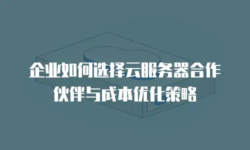 企业如何选择云服务器合作伙伴与成本优化策略