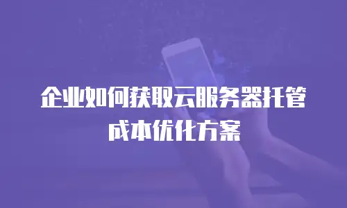 企业如何获取云服务器托管成本优化方案