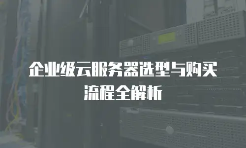 企业级云服务器选型与购买流程全解析