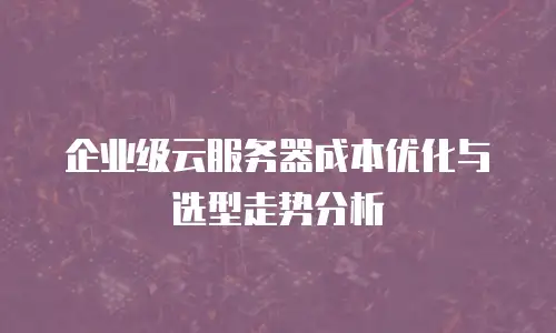 企业级云服务器成本优化与选型走势分析