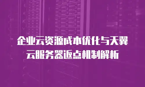 企业云资源成本优化与天翼云服务器返点机制解析