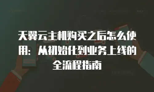 天翼云主机购买之后怎么使用：从初始化到业务上线的全流程指南