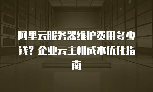 阿里云服务器维护费用多少钱？企业云主机成本优化指南