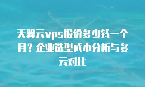 天翼云vps报价多少钱一个月？企业选型成本分析与多云对比