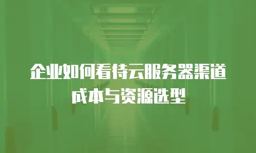 企业如何看待云服务器渠道成本与资源选型