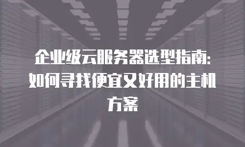 企业级云服务器选型指南：如何寻找便宜又好用的主机方案