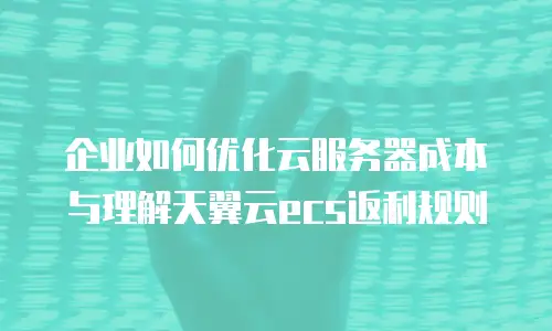 企业如何优化云服务器成本与理解天翼云ecs返利规则