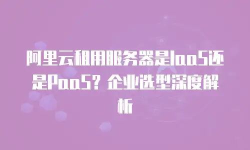 阿里云租用服务器是IaaS还是PaaS？企业选型深度解析