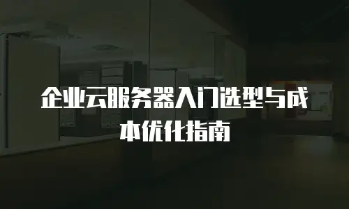 企业云服务器入门选型与成本优化指南