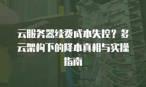 云服务器续费成本失控？多云架构下的降本真相与实操指南