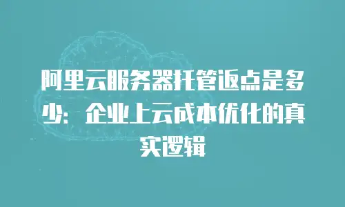 阿里云服务器托管返点是多少：企业上云成本优化的真实逻辑