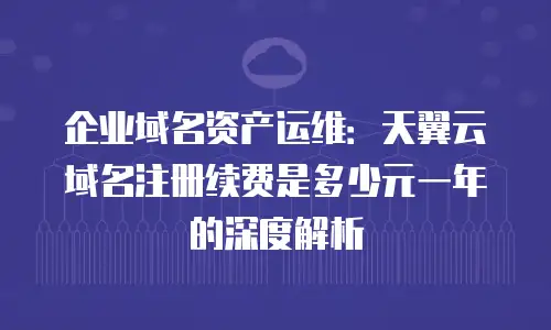 企业域名资产运维：天翼云域名注册续费是多少元一年的深度解析
