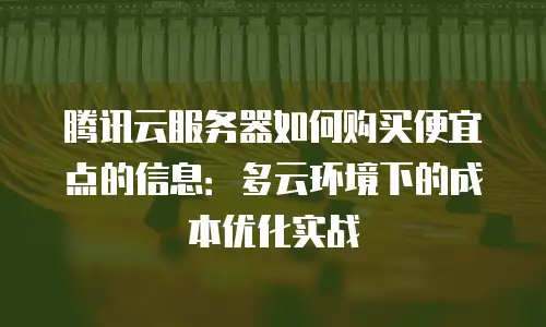 腾讯云服务器如何购买便宜点的信息：多云环境下的成本优化实战