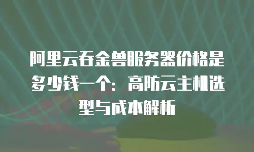 阿里云吞金兽服务器价格是多少钱一个：高防云主机选型与成本解析