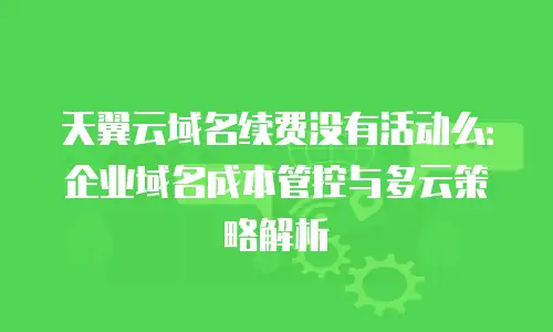 天翼云域名续费没有活动么：企业域名成本管控与多云策略解析