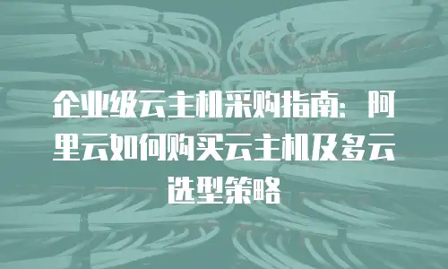 企业级云主机采购指南：阿里云如何购买云主机及多云选型策略