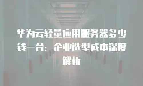 华为云轻量应用服务器多少钱一台：企业选型成本深度解析
