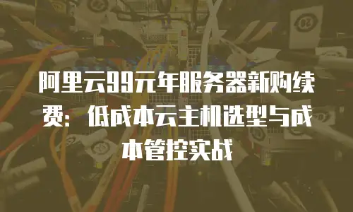 阿里云99元年服务器新购续费：低成本云主机选型与成本管控实战