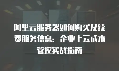 阿里云服务器如何购买及续费服务信息：企业上云成本管控实战指南