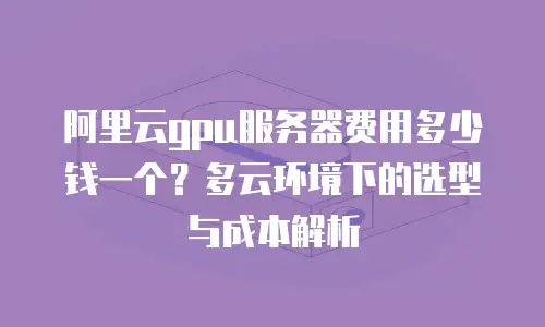 阿里云gpu服务器费用多少钱一个？多云环境下的选型与成本解析