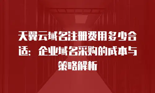 天翼云域名注册费用多少合适：企业域名采购的成本与策略解析