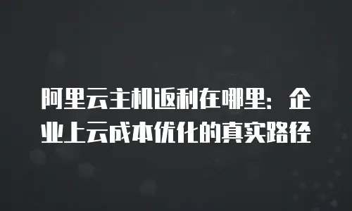 阿里云主机返利在哪里：企业上云成本优化的真实路径