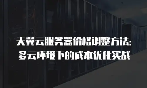 天翼云服务器价格调整方法：多云环境下的成本优化实战