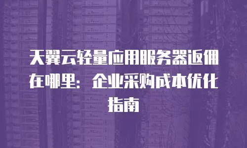 天翼云轻量应用服务器返佣在哪里：企业采购成本优化指南
