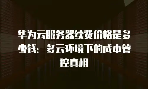 华为云服务器续费价格是多少钱：多云环境下的成本管控真相