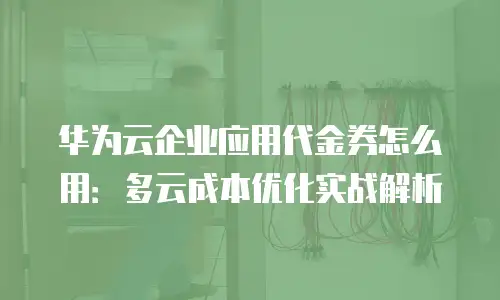华为云企业应用代金券怎么用：多云成本优化实战解析