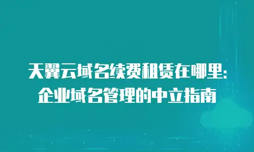 天翼云域名续费租赁在哪里：企业域名管理的中立指南