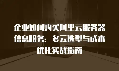 企业如何购买阿里云服务器信息服务：多云选型与成本优化实战指南